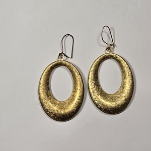 Gold Tone Oval Drop Earrings